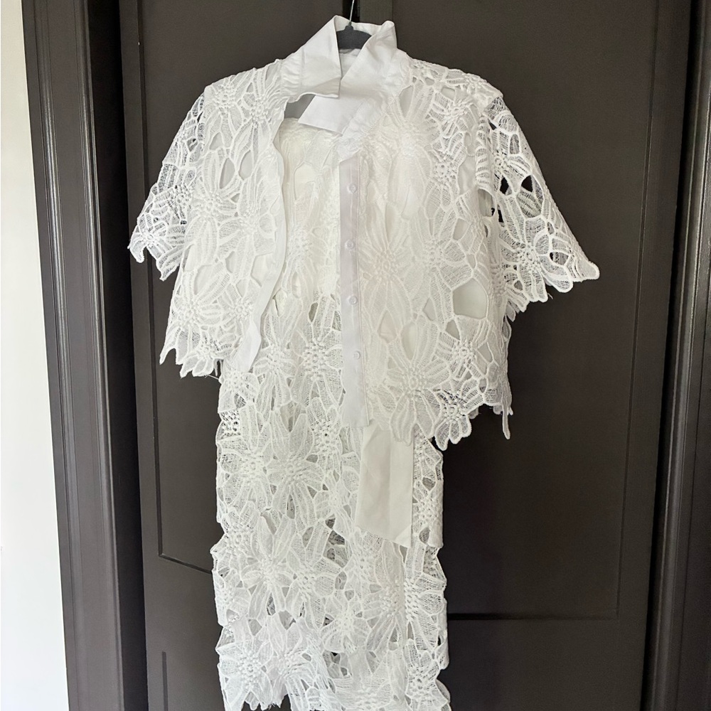 White Eyelet Two Piece Set